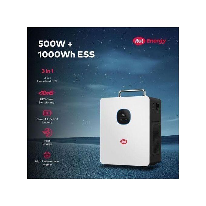 itel Energy 500W Inverter Power Tank + 1kWh LiFePO4 Solar Power System